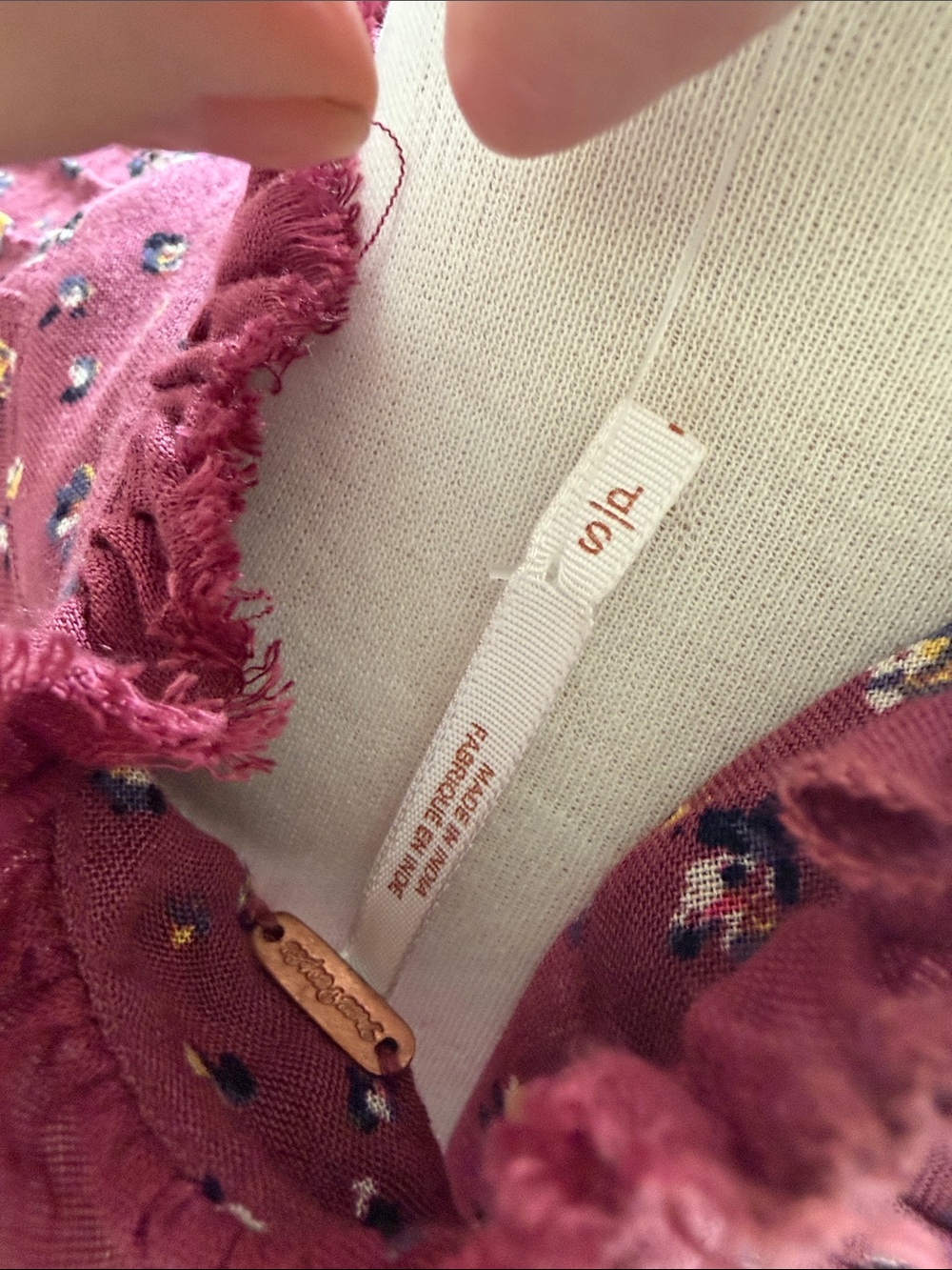 Free People Rare Feelings Burgundy Floral Tiered Maxi Dress with Tie Waist - Picture 11 of 11